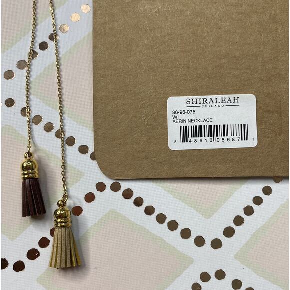 SHIRALEAH New Fringe Delicate Brown Tan Gold-Tone Aerin Necklace NWT - Picture 4 of 5
